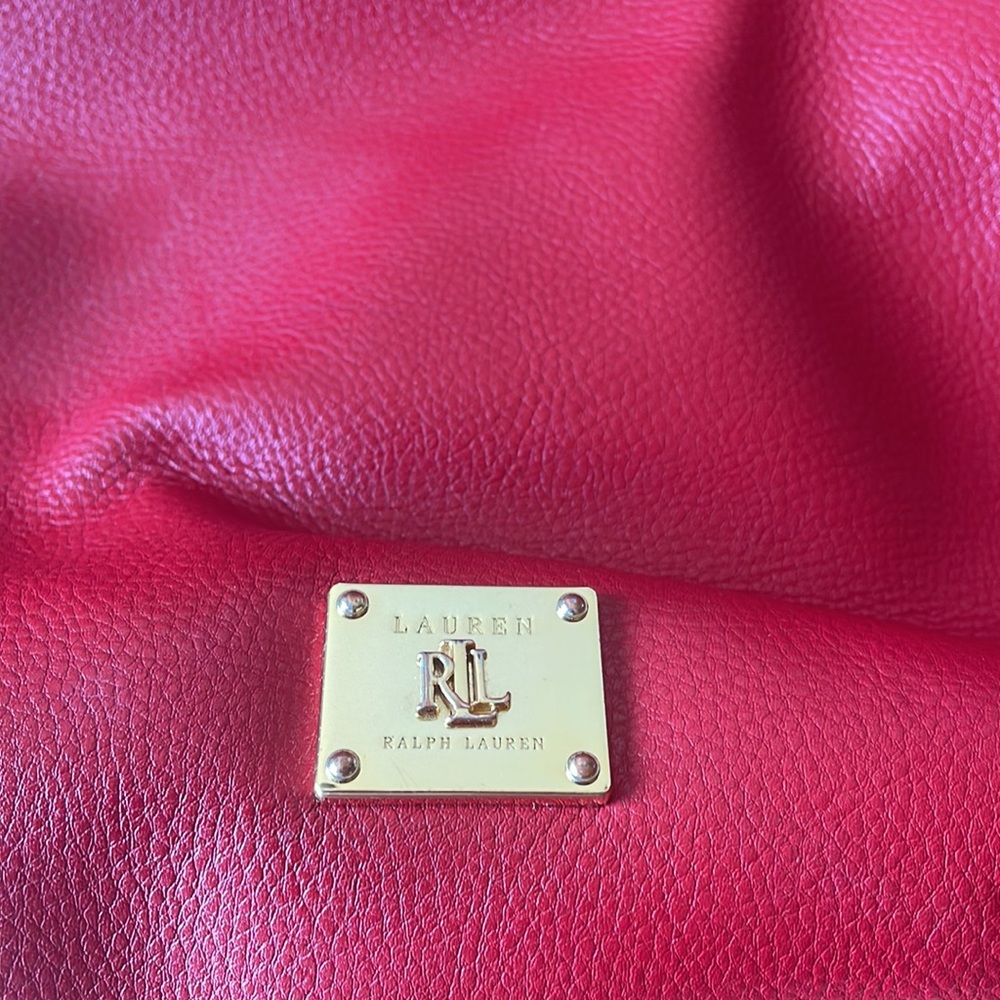 Red Ralph Lauren Leather Tote Bag - Picture 2 of 3